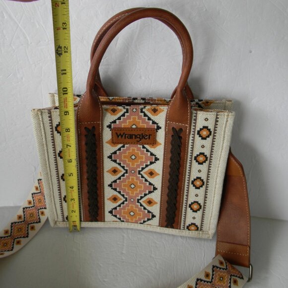 EUC Wrangler Tote Crossbody Aztec Purse Coffee Brown Southwestern Bag COWGIRL - Picture 3 of 10